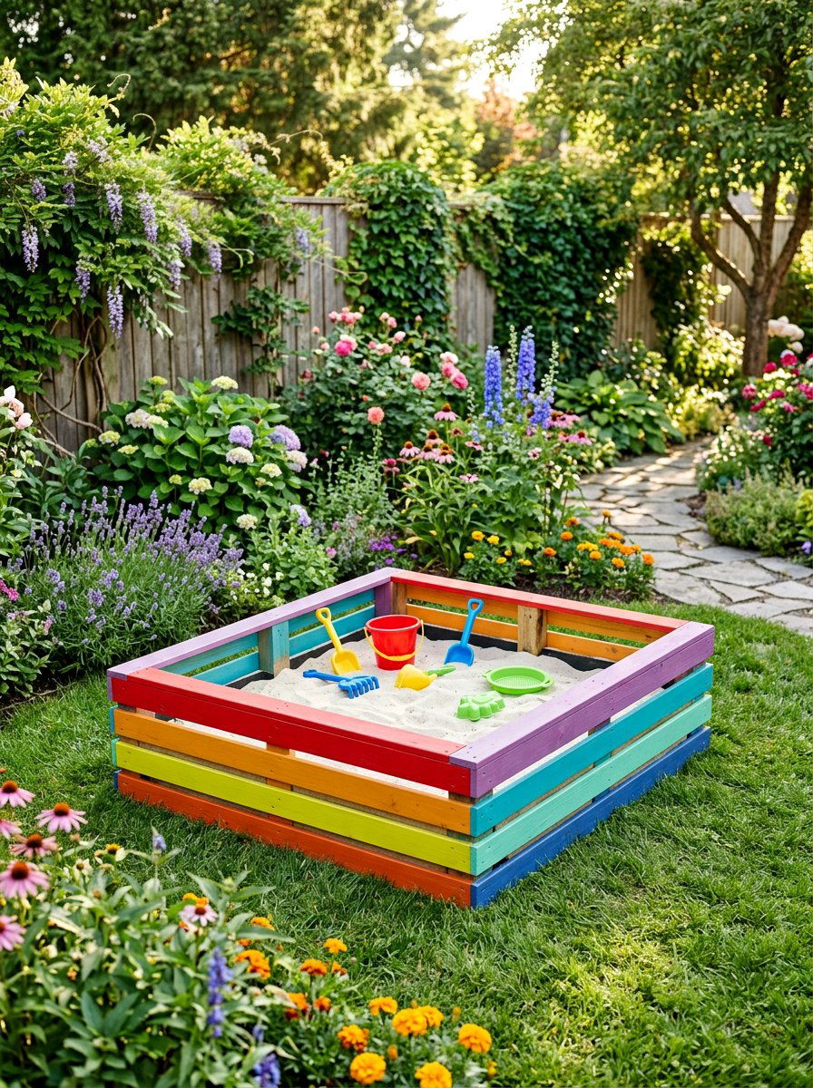 Colorful Pallet Sandbox - 25 Pallet Sandbox for Kids Ideas