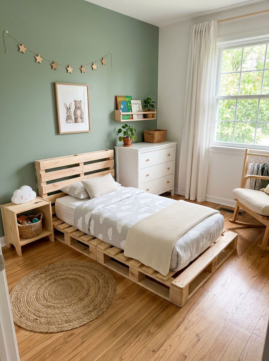 Compact Pallet Bed - 25 Pallet toddler bed ideas