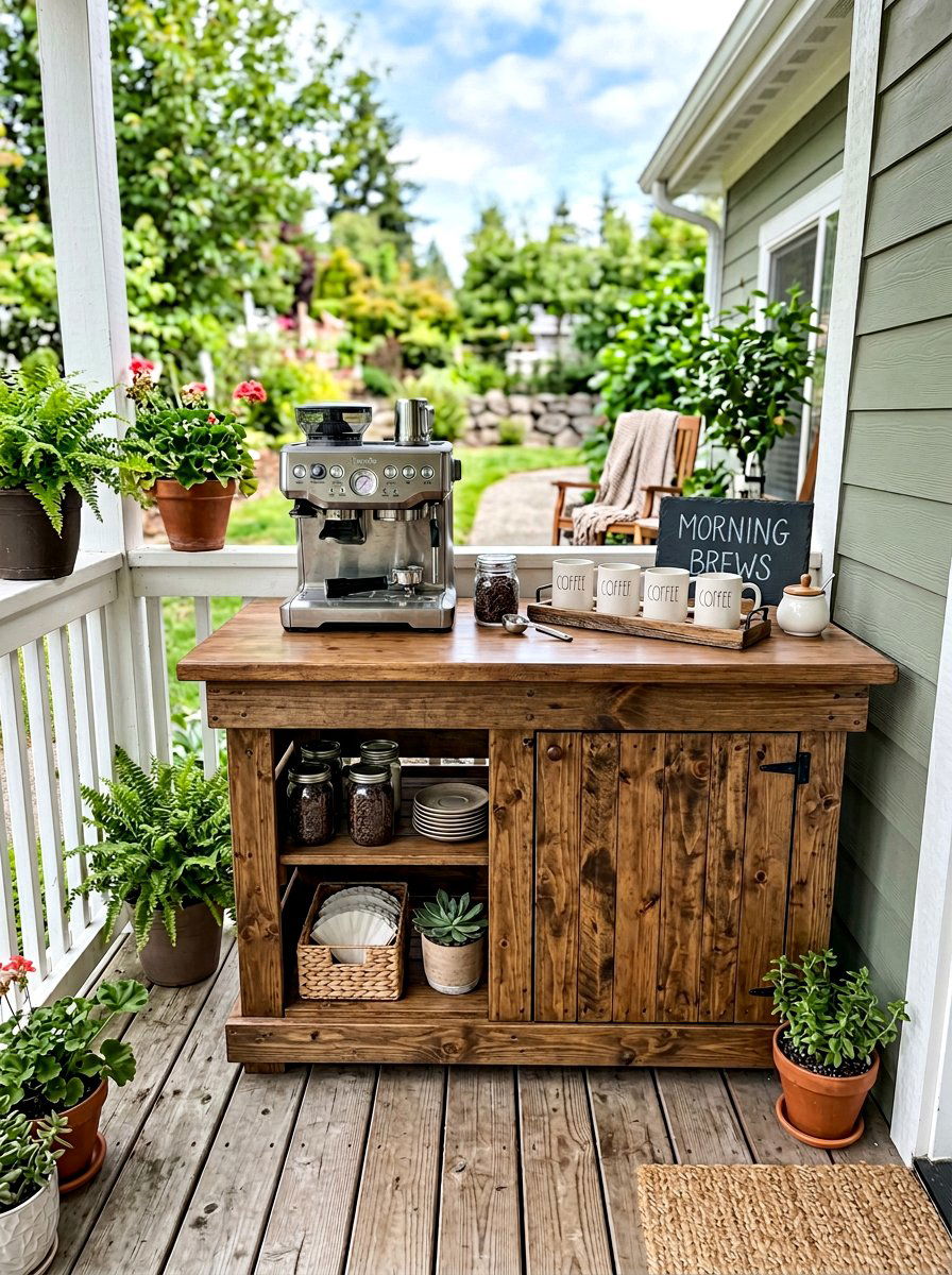 Compact Pallet Coffee Bar - 25 Pallet Outdoor Serving Cart Ideas