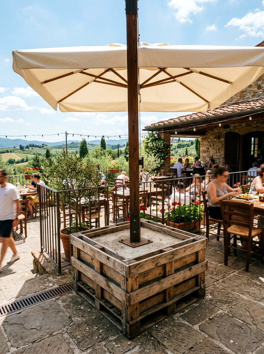 Concrete Filled Pallet - 25 Pallet Umbrella Stand Ideas