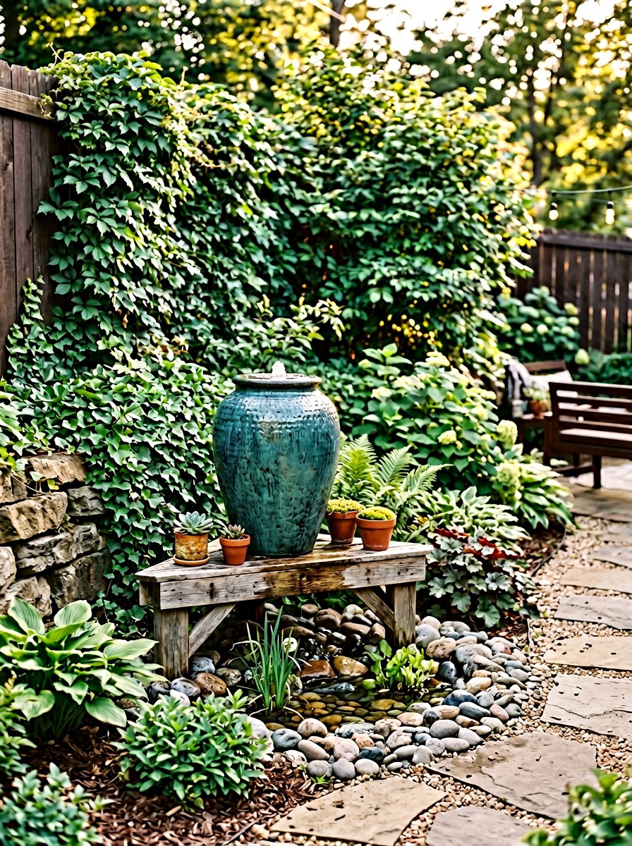 Corner Backyard Water Fountain - 25 Pallet Water Fountain Base Ideas