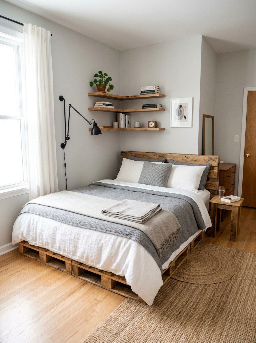 Corner Bedroom Nook - 25 King size pallet bed ideas