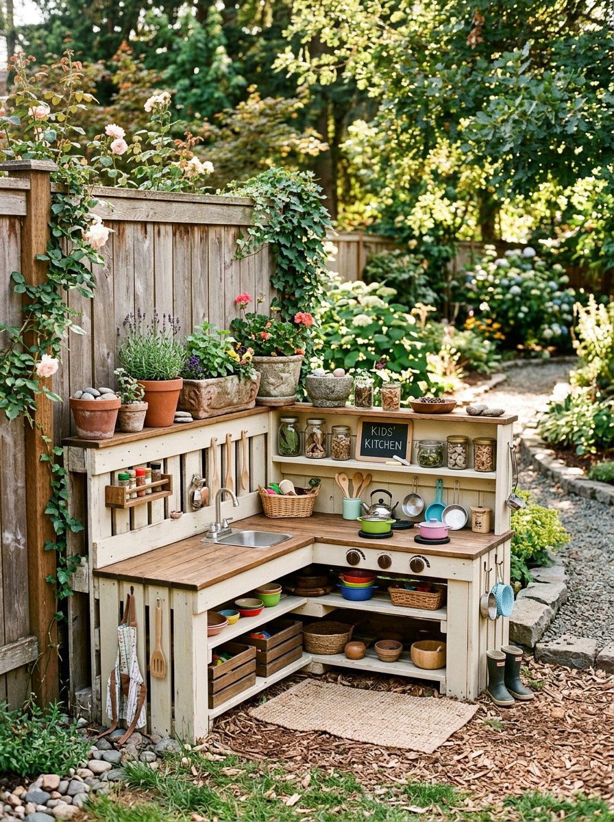 Corner Outdoor Play Kitchen - 25 Pallet Outdoor Play Kitchen Ideas