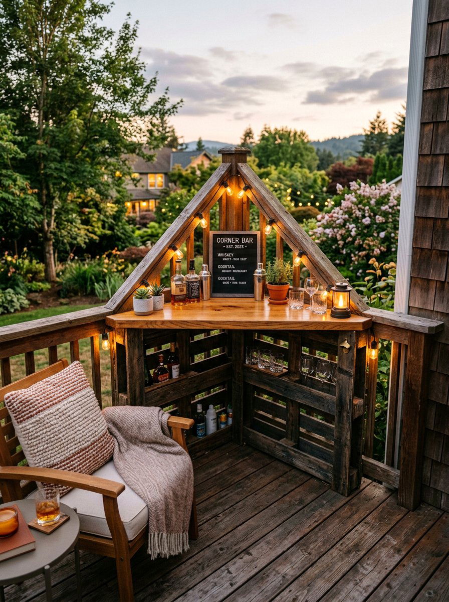 Corner Pallet Bar - 25 Pallet Wine Bar for Patio Ideas