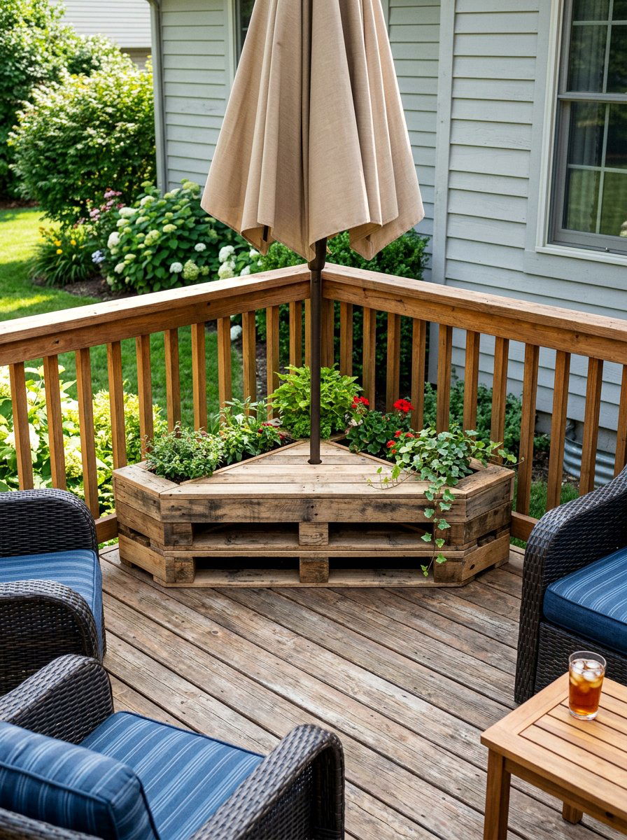 Corner Pallet Base - 25 Pallet Umbrella Stand Ideas