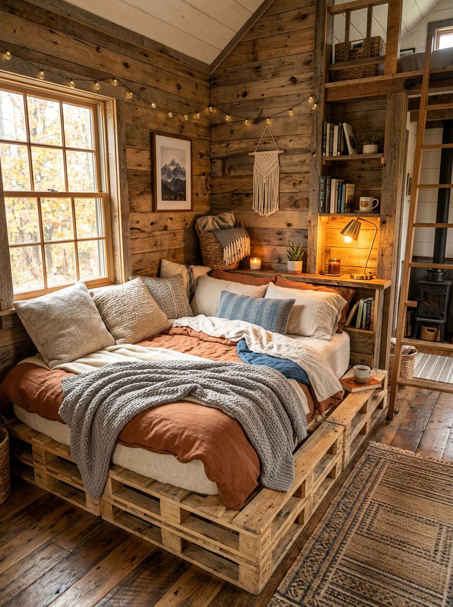 Corner Pallet Bed Placement - 25 Pallet bed ideas for tiny house