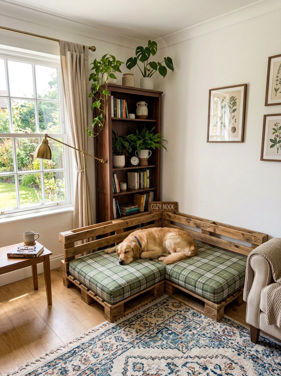 Corner Pallet Dog Bed - 25 pallet dog bed ideas