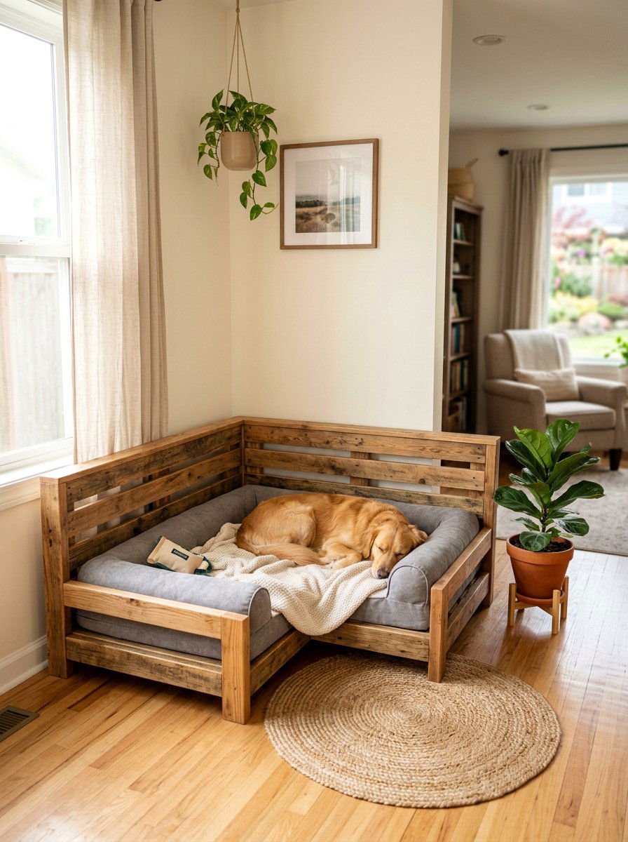 Corner Pallet Dog Bed - 25 pallet bed for dogs