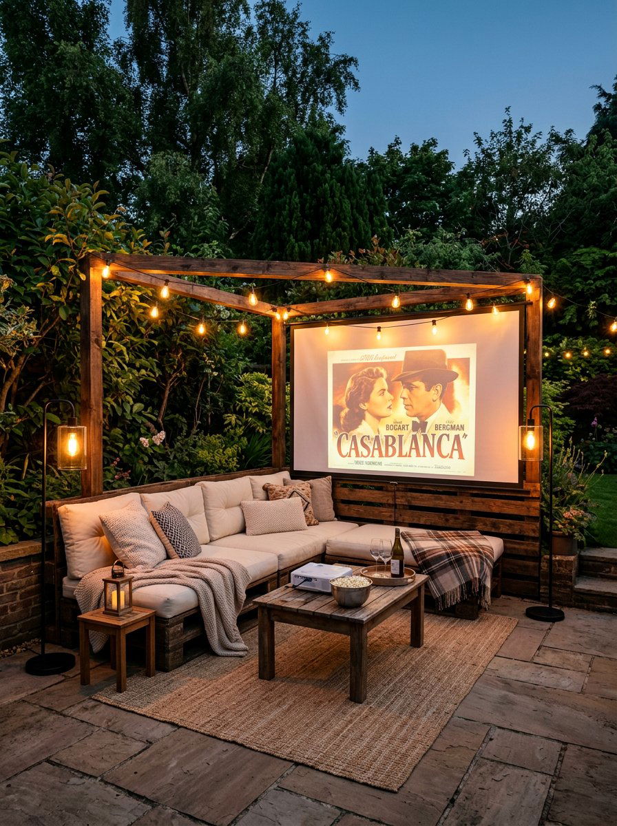 Corner Pallet Movie Screen - 25 Pallet Outdoor Movie Screen Ideas