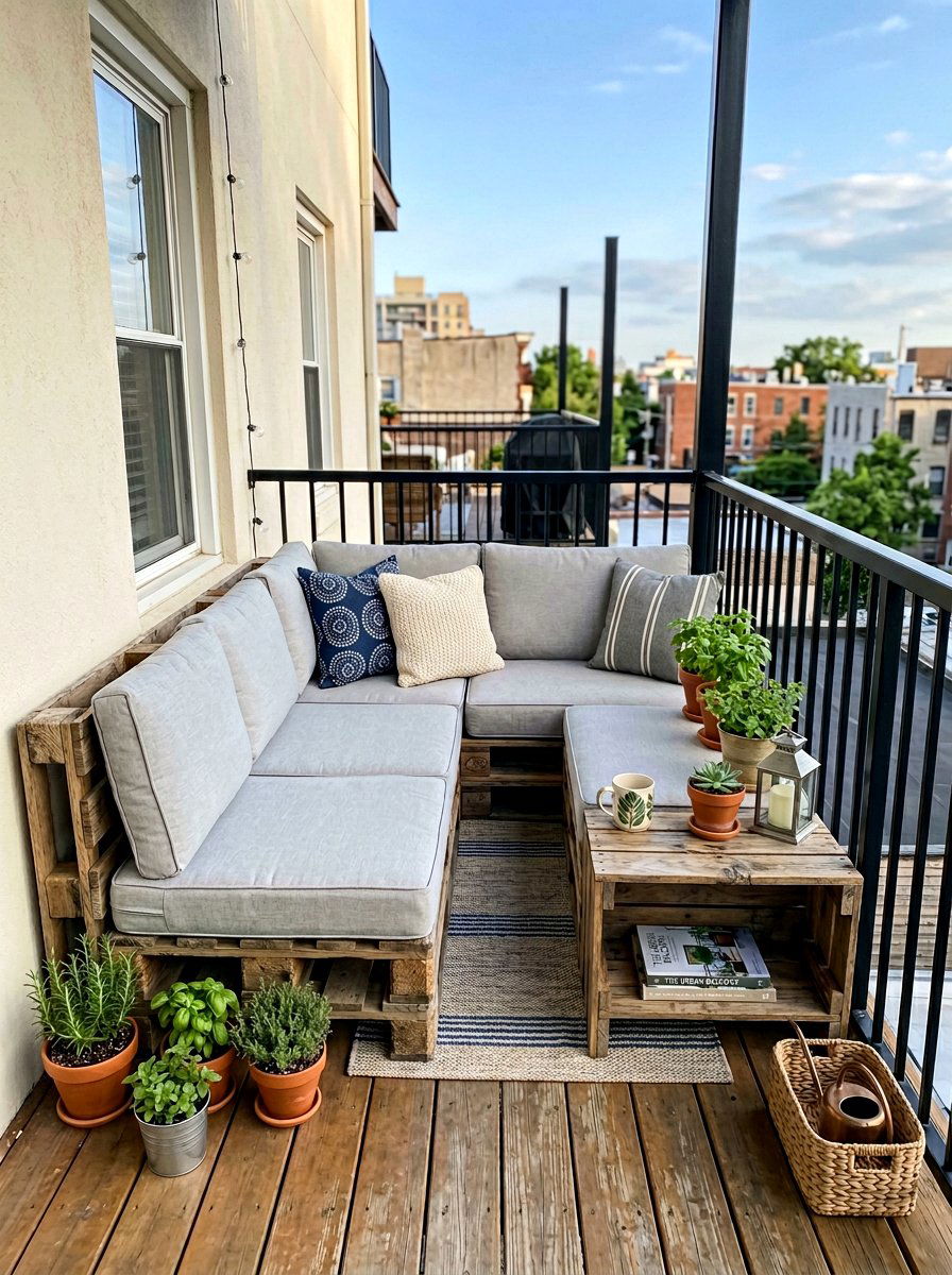 Corner Pallet Sectional For Small Deck - 25 Pallet Daybed for Patio Ideas