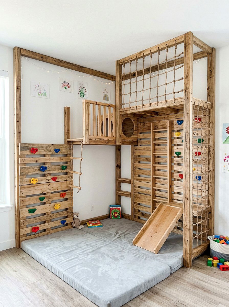 Corner Room Wall - 25 Pallet Climbing Wall for Kids Ideas