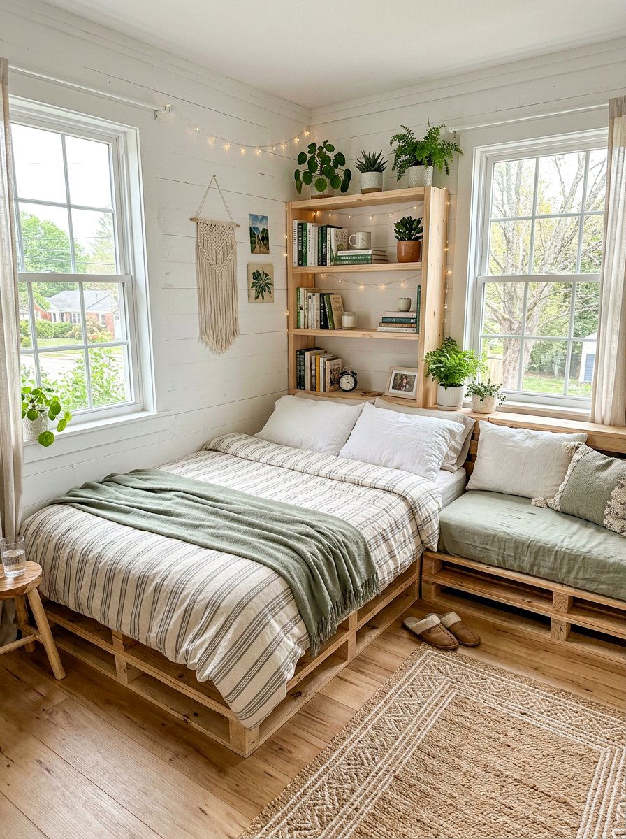 Corner Storage Pallet Bed - 25 Pallet bed ideas with hidden storage