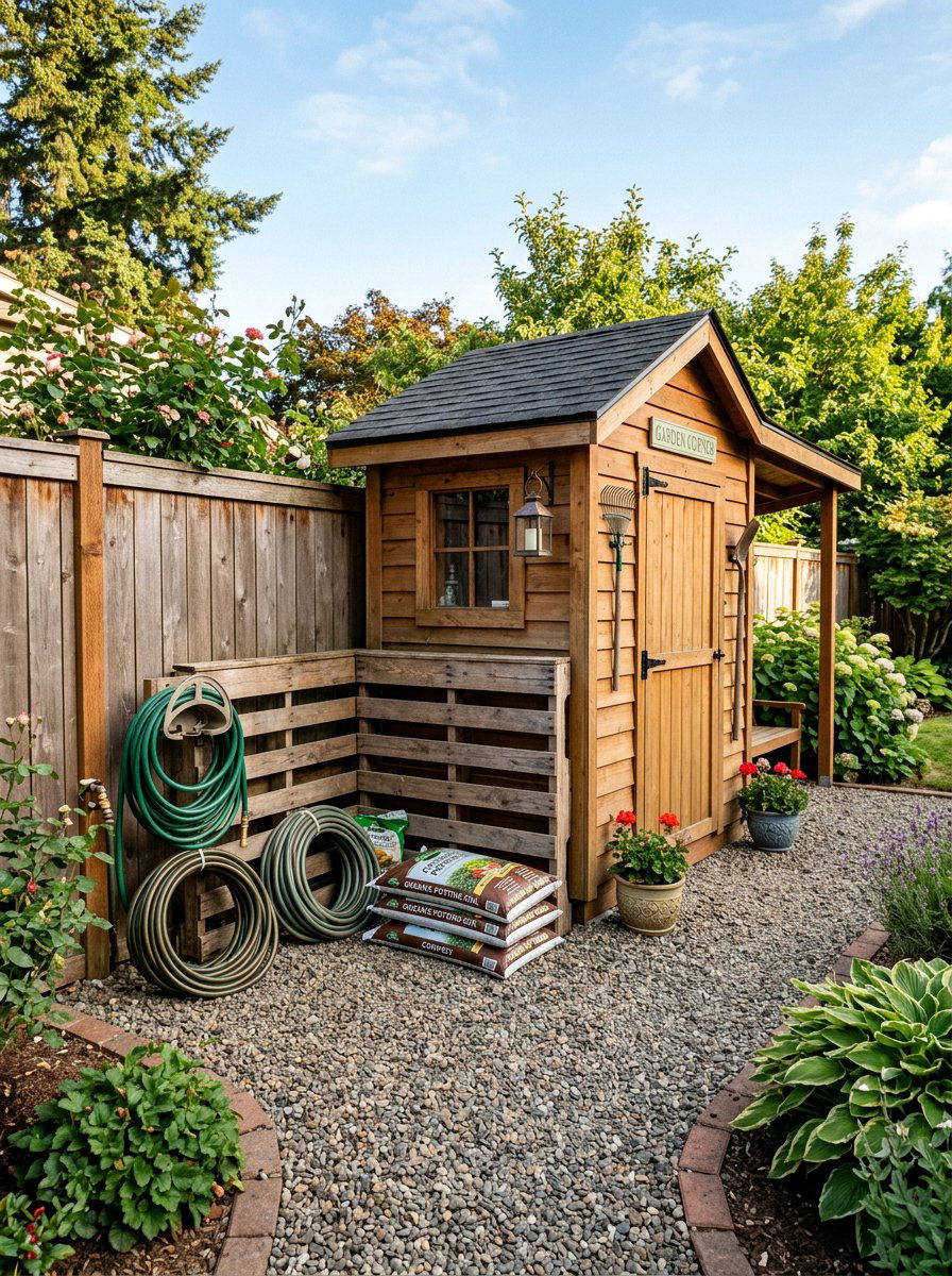 Corner Storage Shed - 25 Pallet Garden Shed Ideas