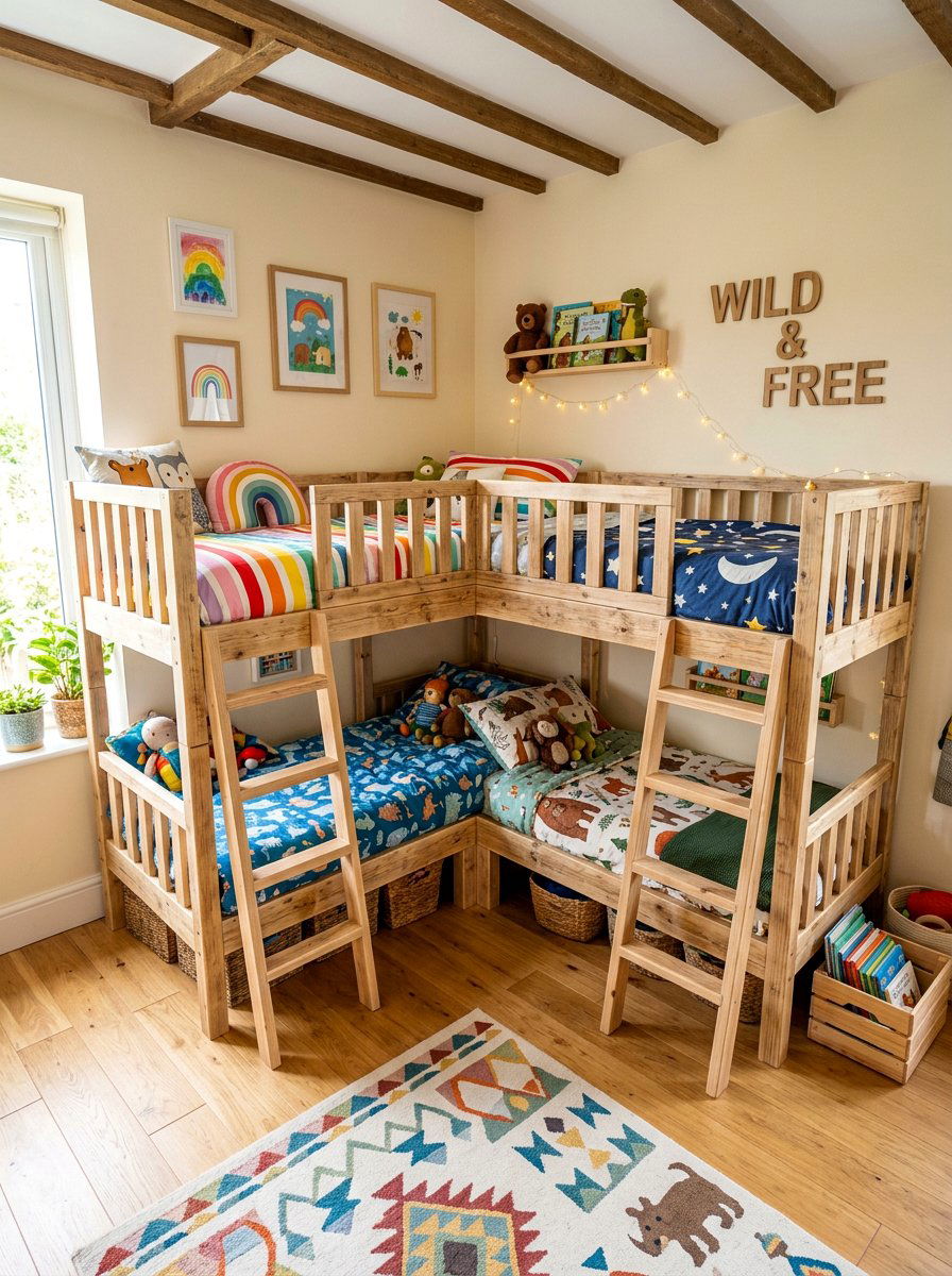 Corner pallet bunk bed - 25 Pallet bunk bed ideas