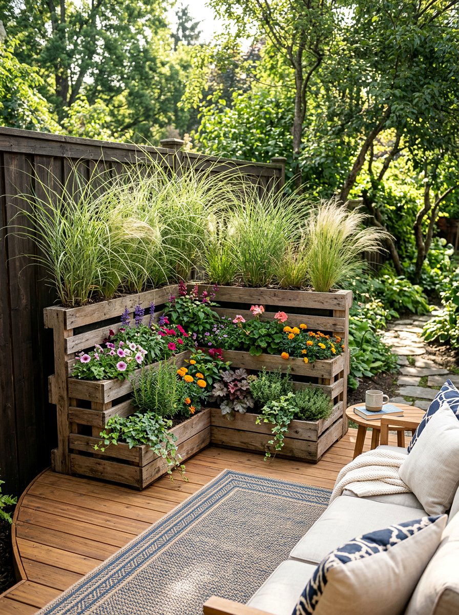 Corner pallet planter - 25 Pallet Tiered Planter Ideas