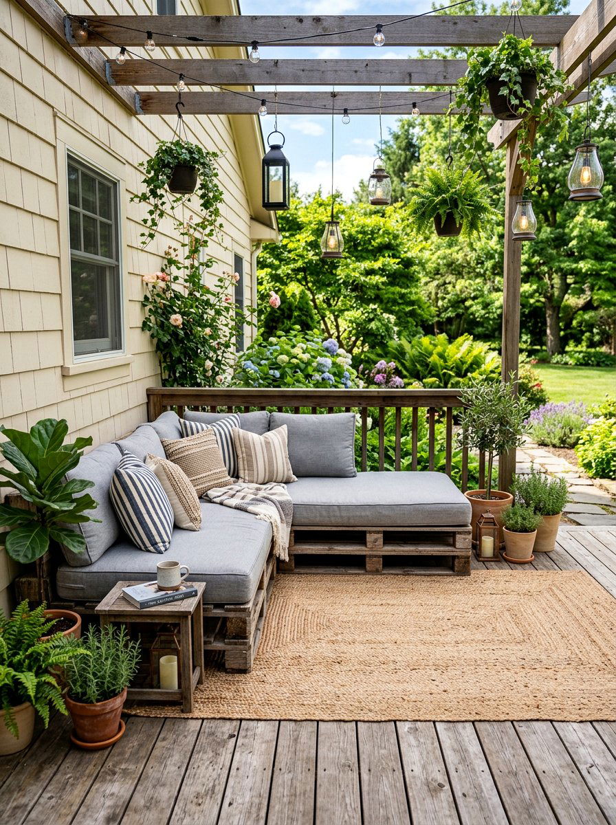 Corner seating area - 25 Outdoor pallet daybed ideas