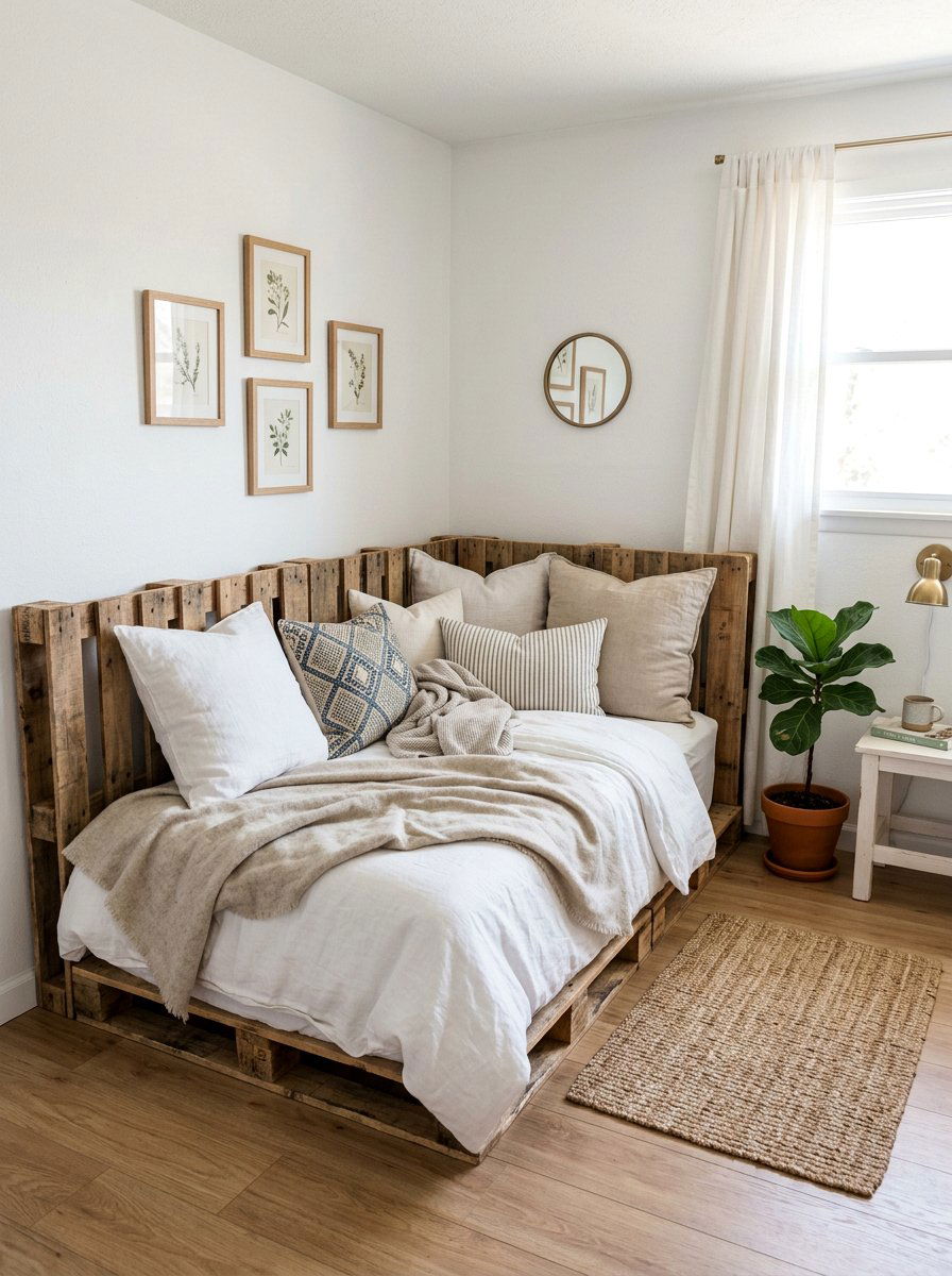 Corner twin bed - 25 Twin pallet bed ideas