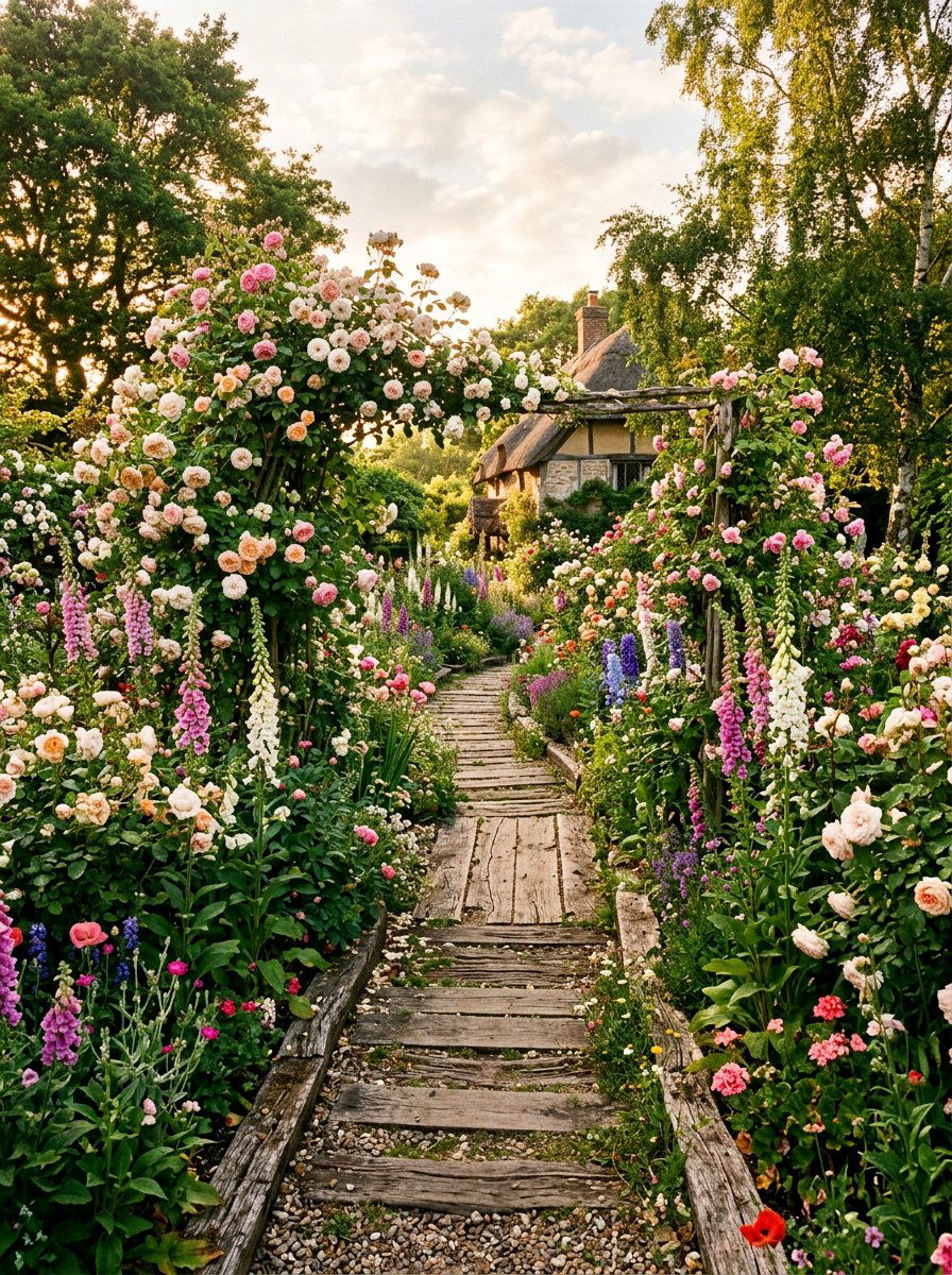 Cottage garden wood path - 25 Pallet Garden Pathway Ideas