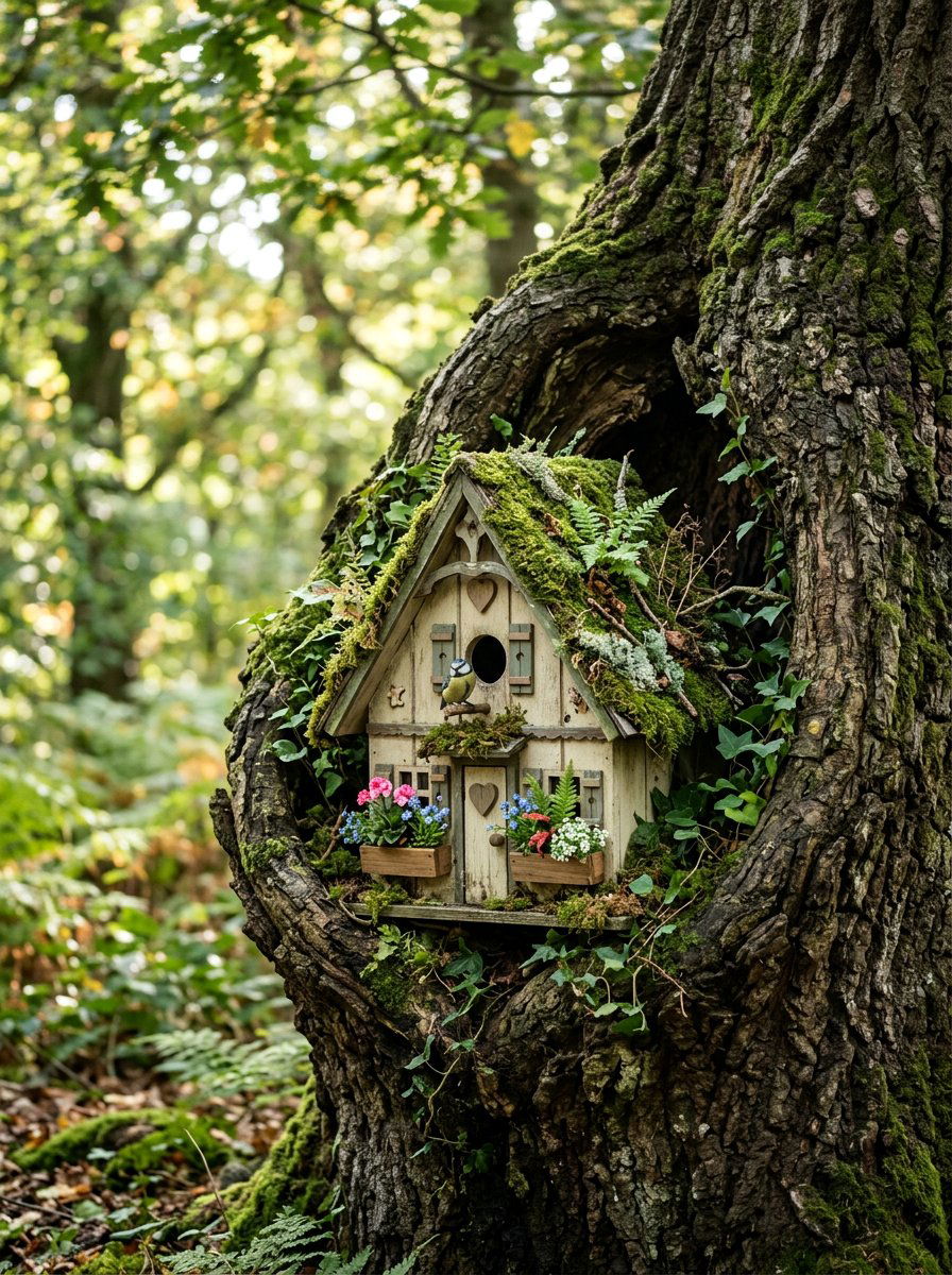 Cottagecore birdhouse - 25 colorful birdhouse ideas