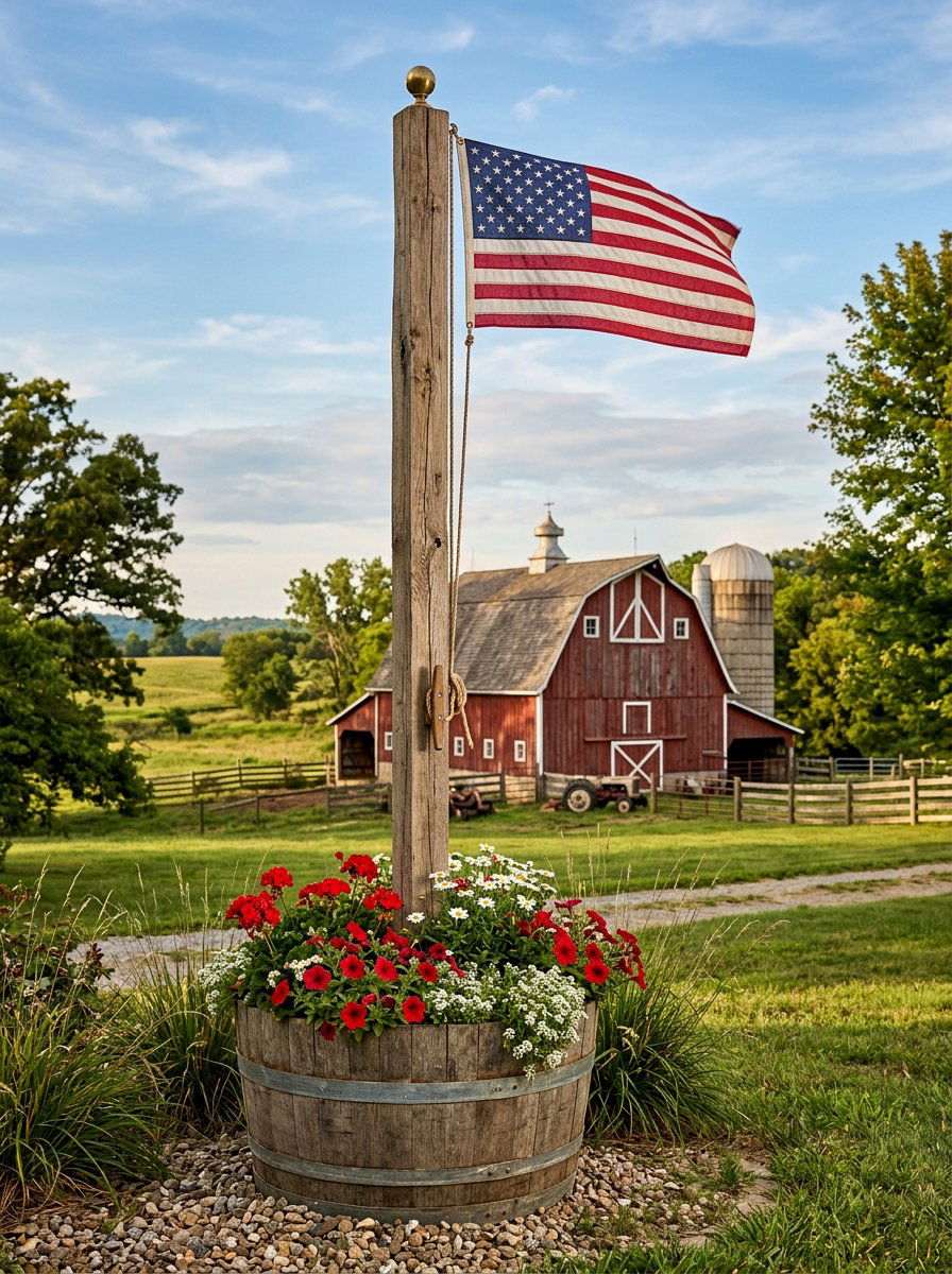 Country Style Flag Post - 25 Pallet Flag Holder Ideas