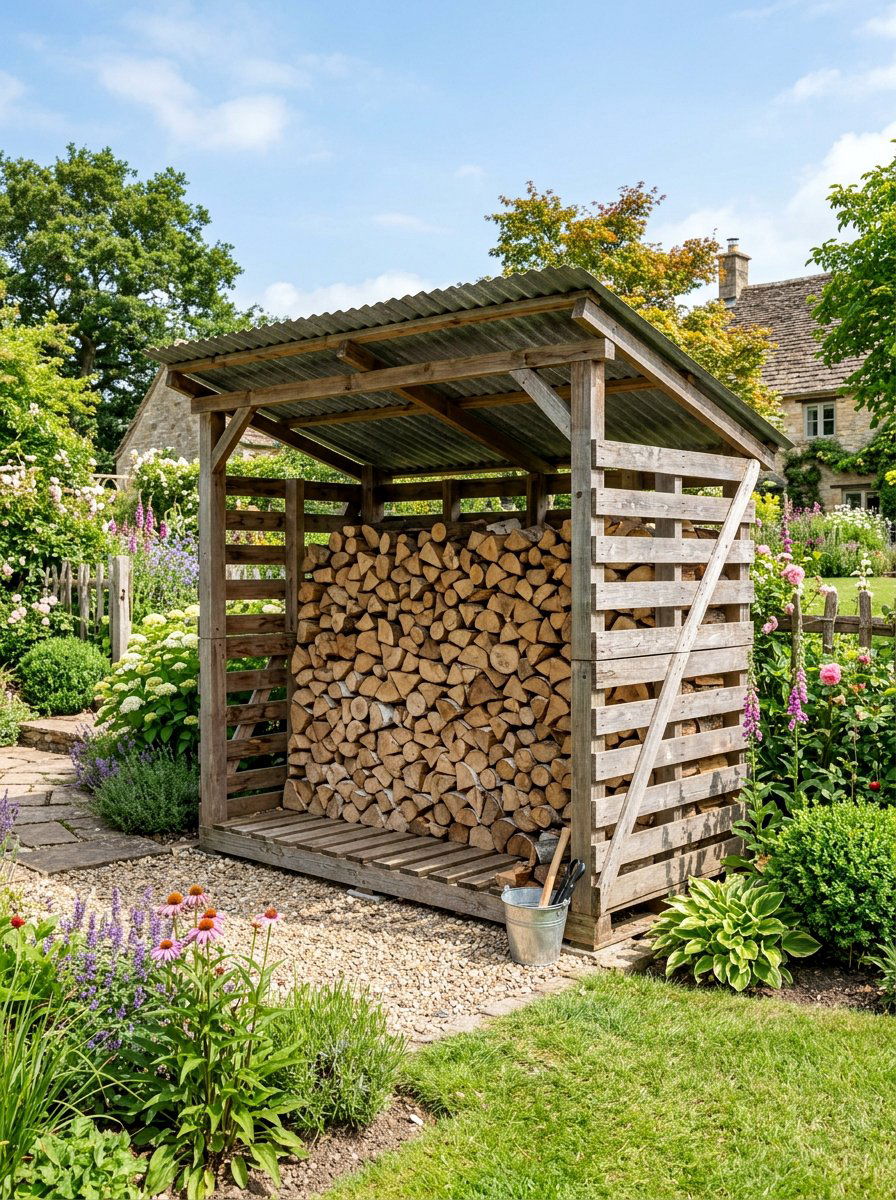 Covered Firewood Storage Shed - 25 Pallet Firewood Storage Rack Ideas