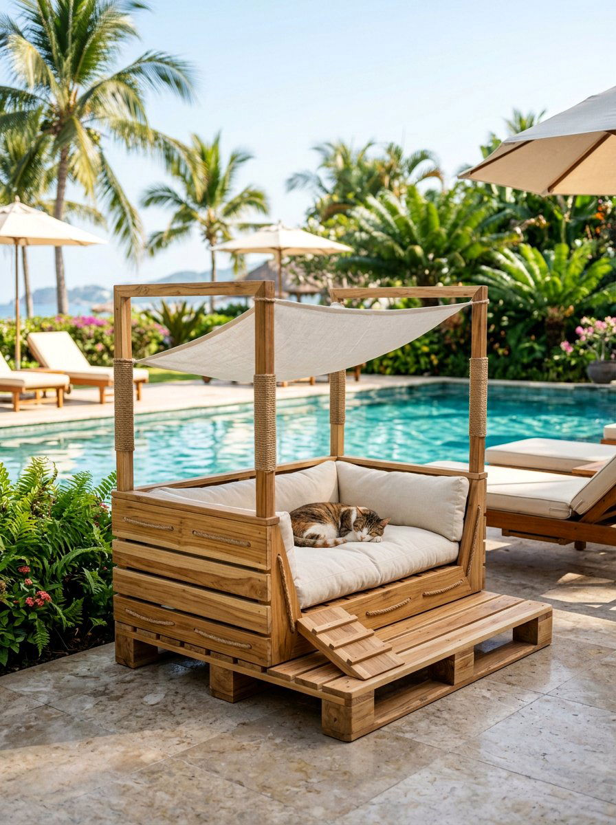 Covered Pallet Cat Lounge - 25 pallet cat shelter ideas