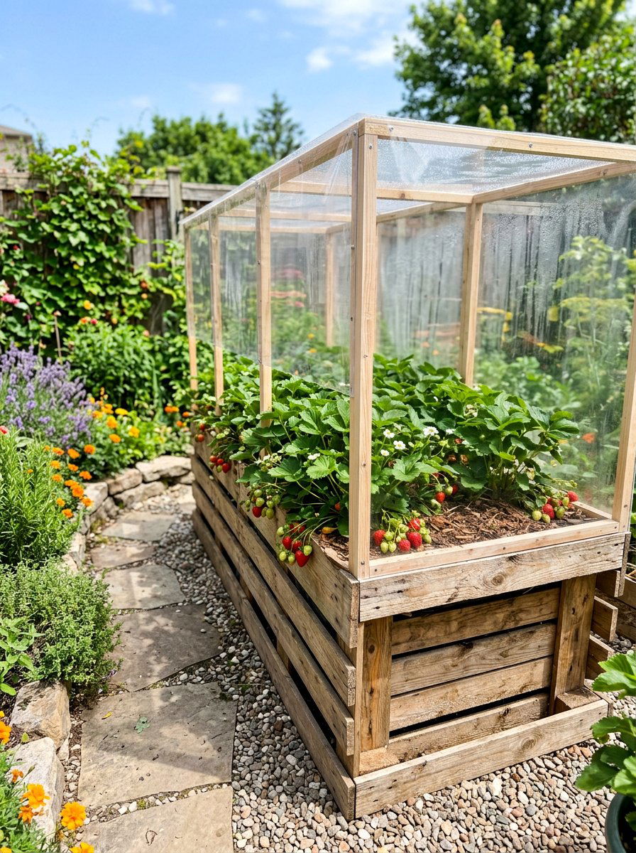 Covered pallet planter - 25 Pallet Strawberry Planter Ideas