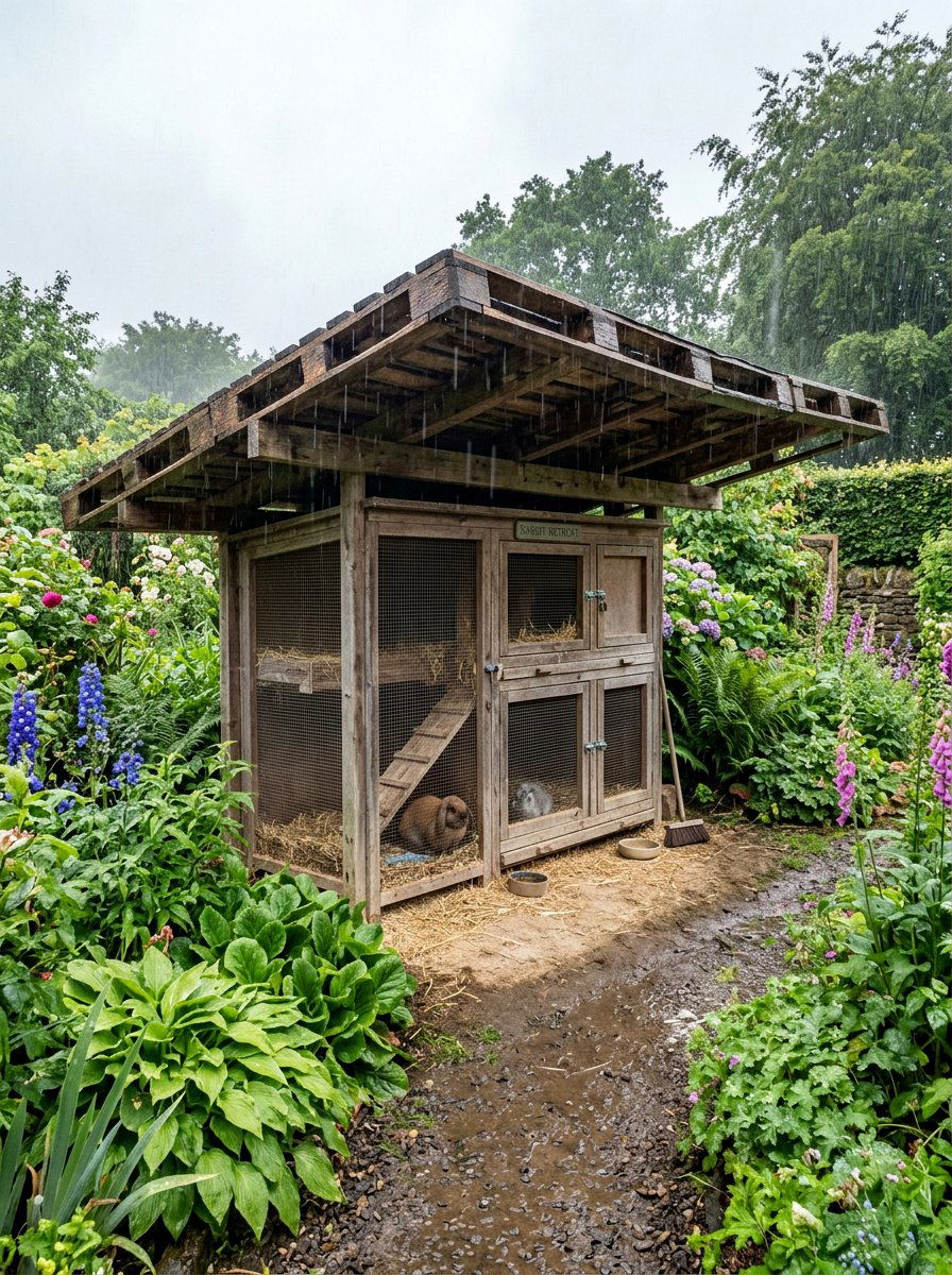 Covered rabbit hutch - 25 Pallet Rabbit Hutch Ideas