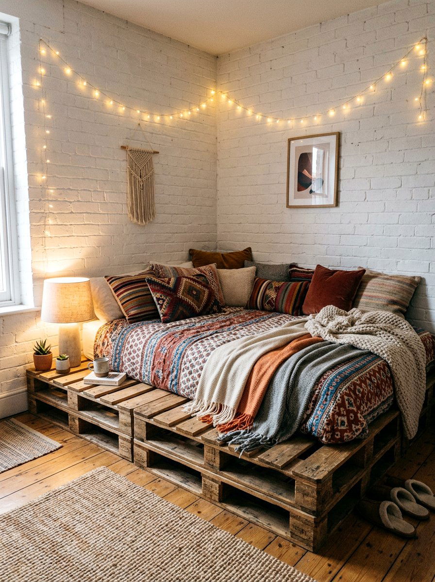 Cozy Corner Pallet Bed - 25 Pallet reading nook bed ideas