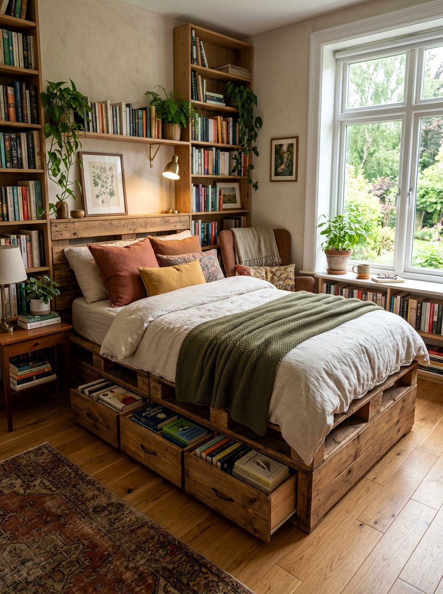 Cozy Reading Nook - 25 Pallet bed ideas with drawers