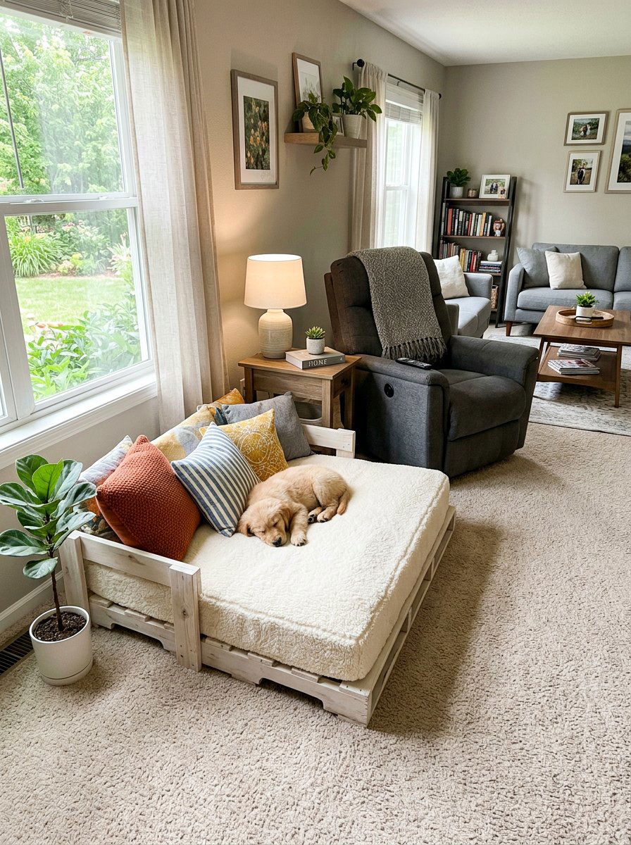 Cushioned Pallet Dog Bed - 25 pallet dog bed ideas