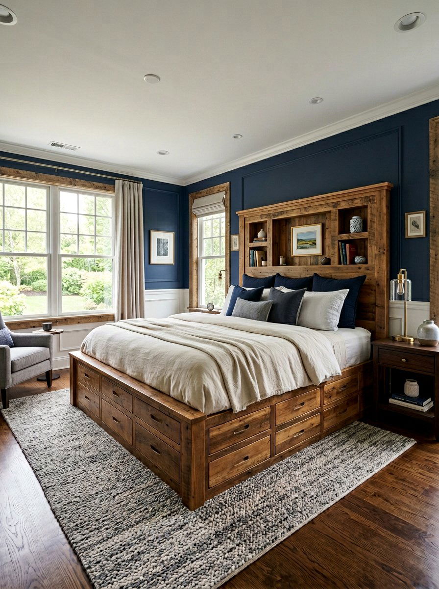 Custom built pallet bed storage - 25 Pallet storage bed frame ideas