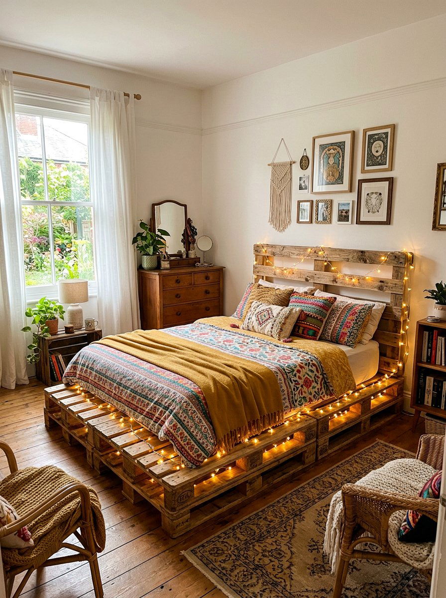 DIY Pallet Bed Lights - 25 Illuminated pallet bed ideas