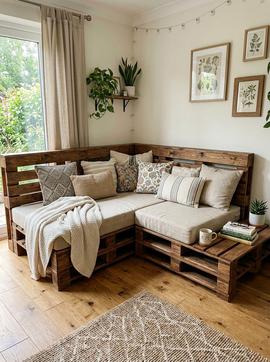 DIY Pallet Daybed Nook - 25 Pallet reading nook bed ideas