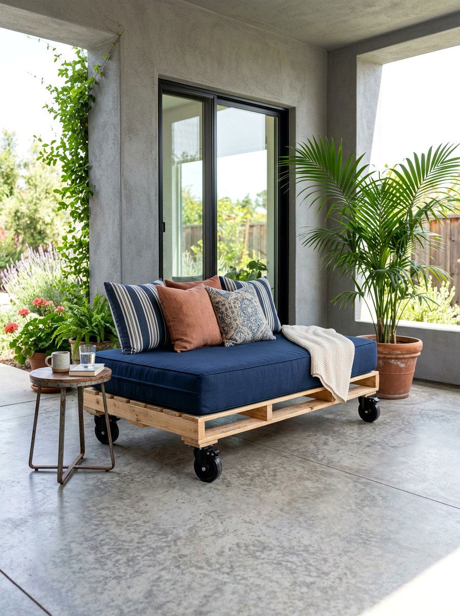 DIY Pallet Daybed With Wheels - 25 Pallet Daybed for Patio Ideas