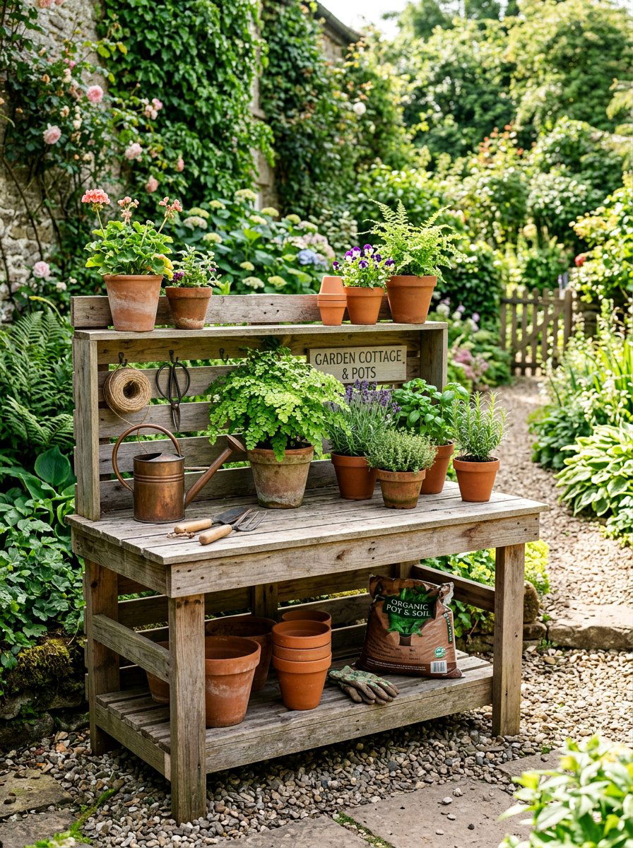 DIY Pallet Potting Bench - 25 Pallet Potting Bench Ideas