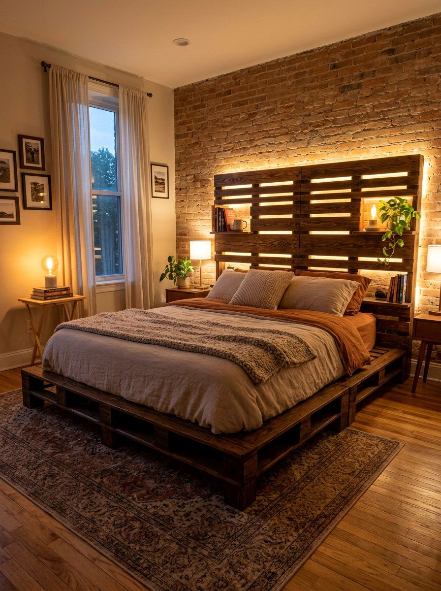 DIY Pallet Project - 25 Pallet bed ideas with lights