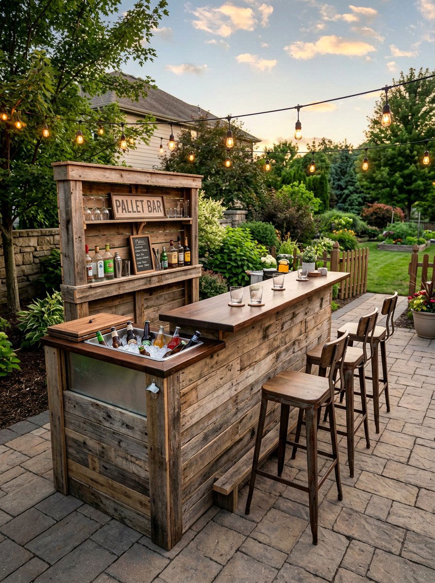 DIY Pallet Wood Bar - 25 Pallet Outdoor Cooler Stand Ideas