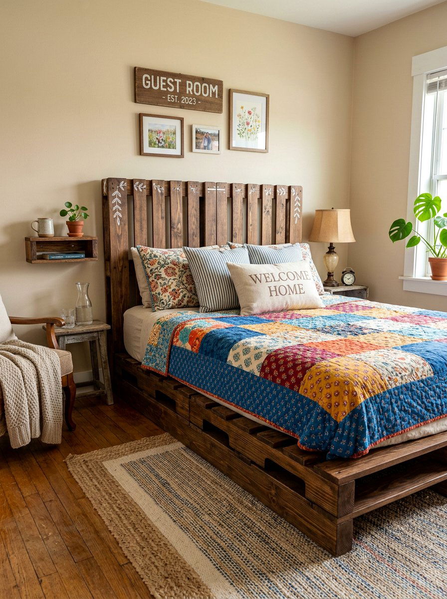 DIY guest room pallet bed - 25 Pallet bed ideas for guest room