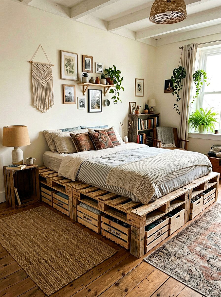 DIY pallet bed storage - 25 Pallet bed ideas with built-in storage