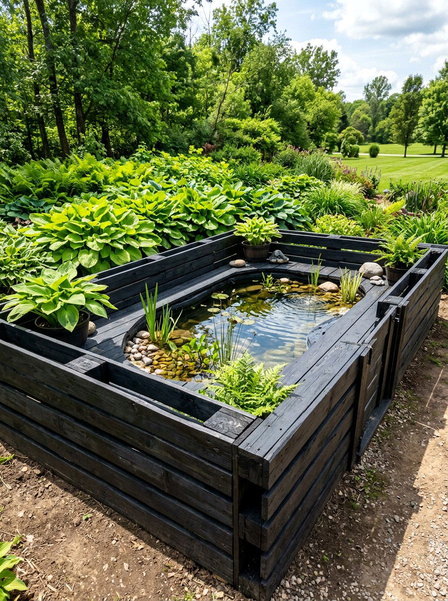 Dark Charcoal Pallet Enclosure - 25 Pallet Pond Surround Ideas