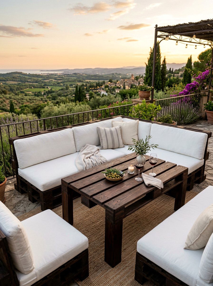Dark Espresso Stained Pallet Table - 25 Pallet Outdoor Dining Table Ideas
