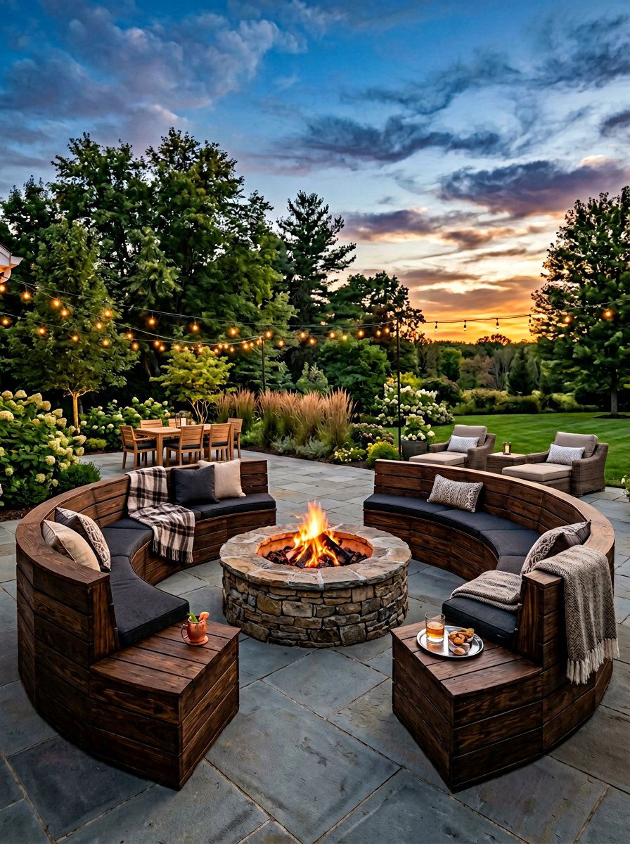 Dark Walnut Stained Pallet Surround - 25 Pallet Fire Pit Surround Ideas