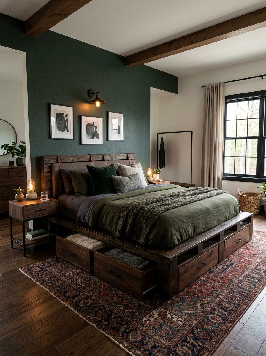 Dark Wood Pallet Bed Drawers - 25 Pallet bed ideas with storage underneath