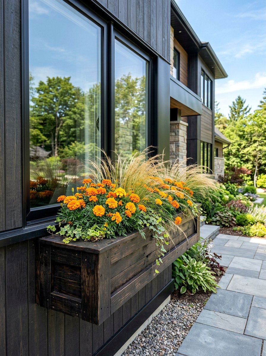 Dark stain window planter - 25 Pallet Window Box Planter Ideas