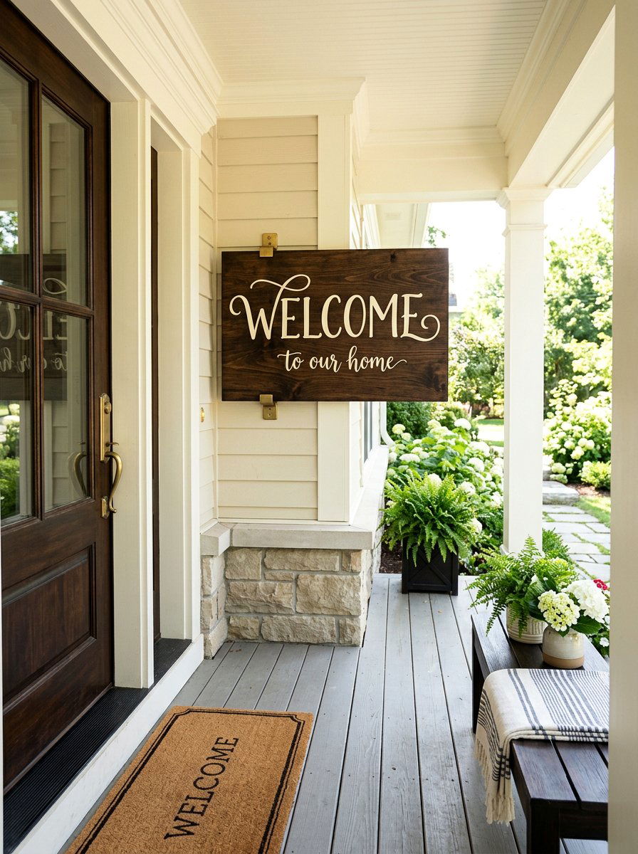 Dark walnut stained welcome sign - 25 Pallet Welcome Sign for Porch Ideas