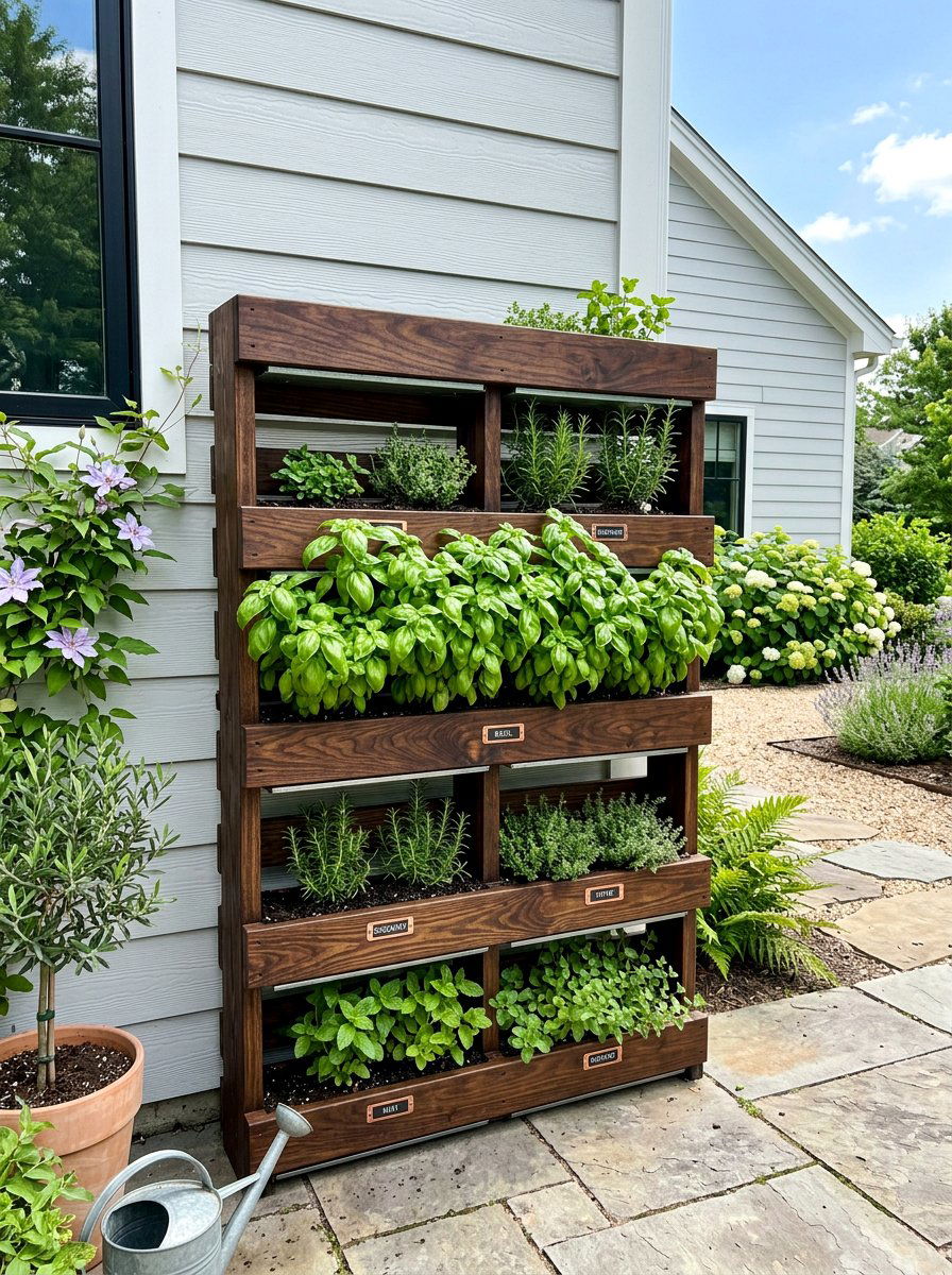 Dark wood pallet herb garden - 25 Pallet Vertical Herb Garden Ideas