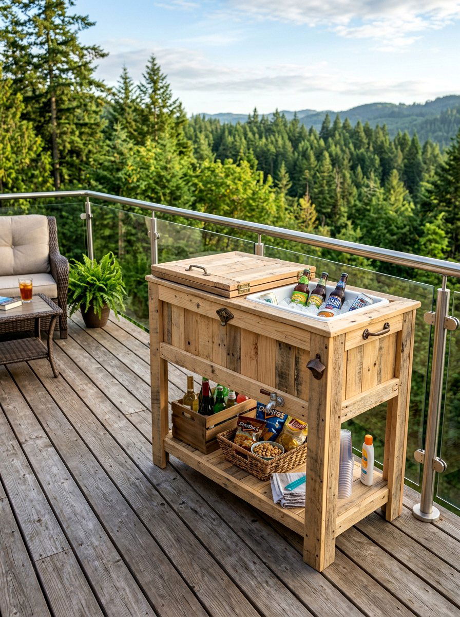 Deck Cooler With Storage - 25 Pallet Ice Chest Holder Ideas