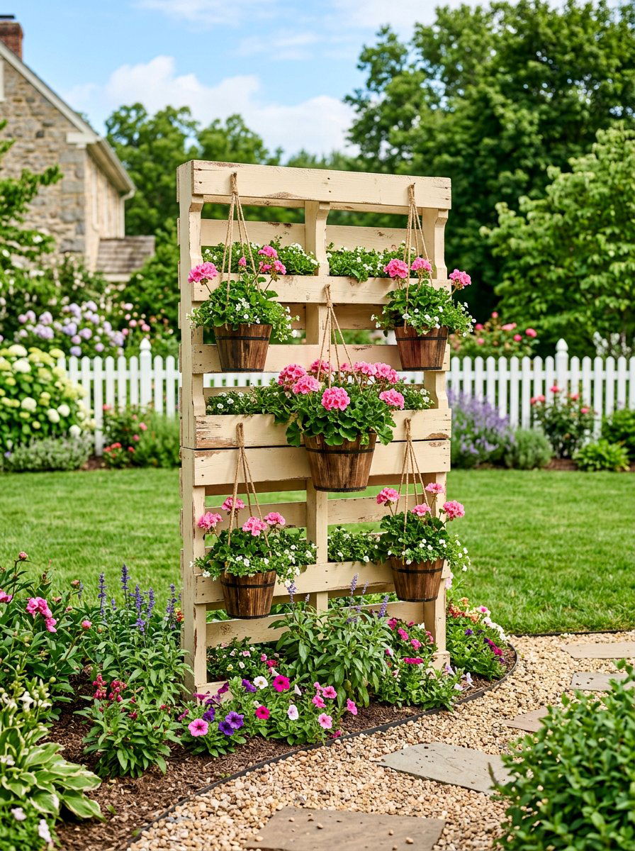 Decorative Flower Pallet Retainer - 25 Pallet Retaining Wall Ideas