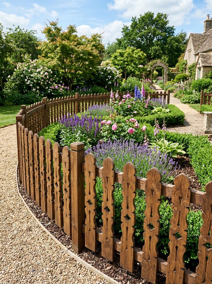 Decorative Notched Wood - 25 Pallet Garden Edging Ideas